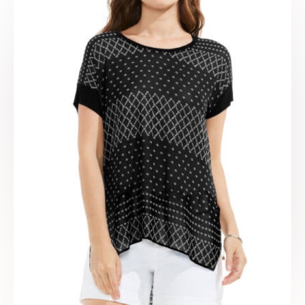 Two by Vince Camaro Delicate Dabs mixed Media tee in a rich black, size S